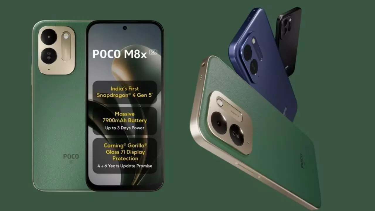 POCO M8x 5G लॉन्च : 7,900mAh बैटरी और 120Hz डिस्प्ले के साथ 50MP AI कैमरा, जानें कीमत और फीचर्स POCO M8x 5G लॉन्च : 7,900mAh बैटरी और 120Hz डिस्प्ले के साथ 50MP AI कैमरा, जानें कीमत और फीचर्स