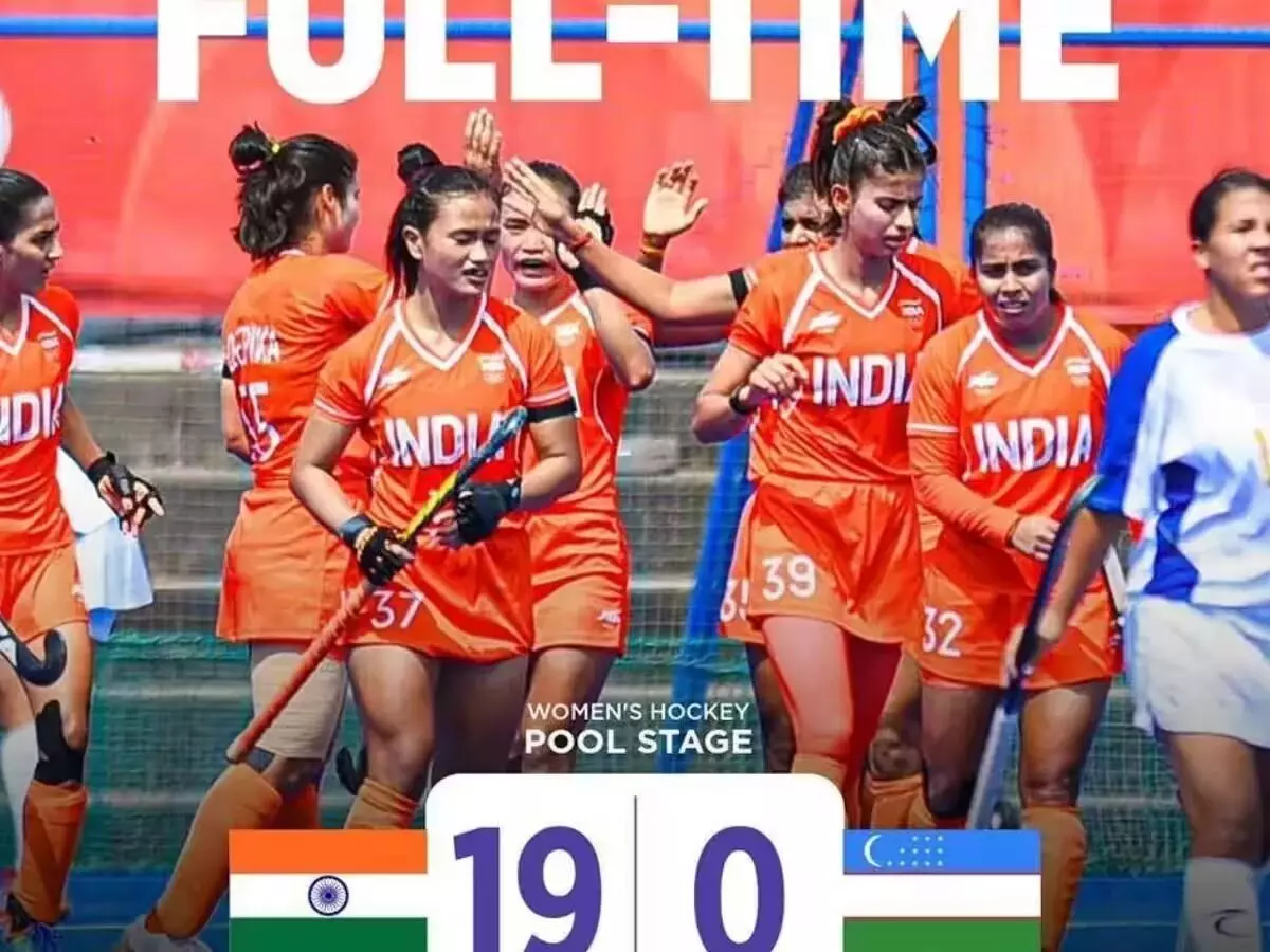 Asian Games 2026: भारतीय महिला हॉकी टीम का धमाकेदार आगाज, उज्बेकिस्तान को 19-0 से रौंदा; दीपिका सेहरावत ने अकेले दागे 8 गोल Asian Games 2026: भारतीय महिला हॉकी टीम का धमाकेदार आगाज, उज्बेकिस्तान को 19-0 से रौंदा; दीपिका सेहरावत ने अकेले दागे 8 गोल