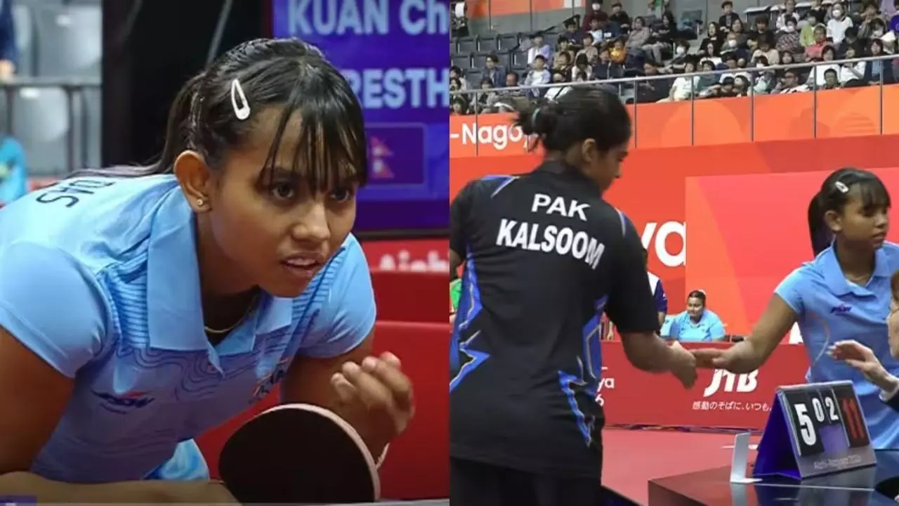Asian Games 2026: भारतीय महिला टेबल टेनिस टीम का शानदार प्रदर्शन, थाईलैंड को 3-2 से हराकर पहुंची क्वार्टर फाइनल में Asian Games 2026: भारतीय महिला टेबल टेनिस टीम का शानदार प्रदर्शन, थाईलैंड को 3-2 से हराकर पहुंची क्वार्टर फाइनल में