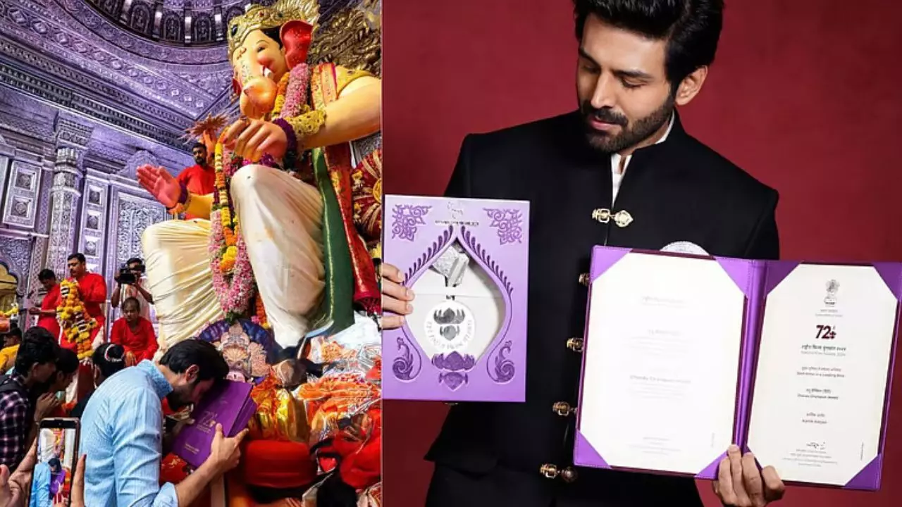 Kartik Aaryan : लालबागचा राजा के दरबार पहुंचे कार्तिक आर्यन, बप्पा के चरणों में समर्पित किया नेशनल अवॉर्ड Kartik Aaryan : लालबागचा राजा के दरबार पहुंचे कार्तिक आर्यन, बप्पा के चरणों में समर्पित किया नेशनल अवॉर्ड