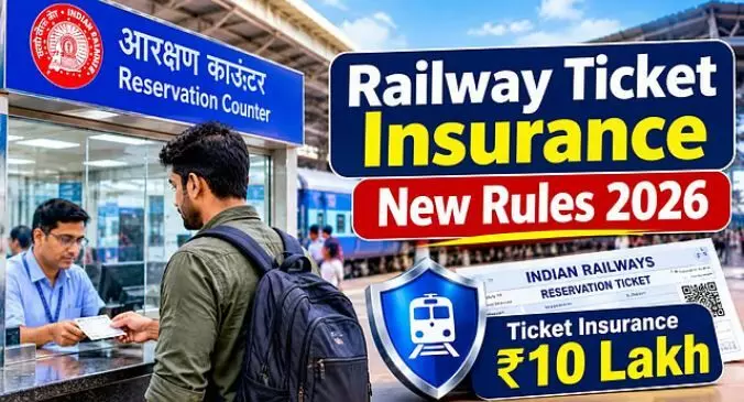 Railway Ticket Insurance New Rules 2026: अब रेलवे काउंटर से टिकट लेने वालों को भी मिलेगा 10 लाख तक का बीमा, बस करना होगा ये काम Railway Ticket Insurance New Rules 2026: अब रेलवे काउंटर से टिकट लेने वालों को भी मिलेगा 10 लाख तक का बीमा, बस करना होगा ये काम