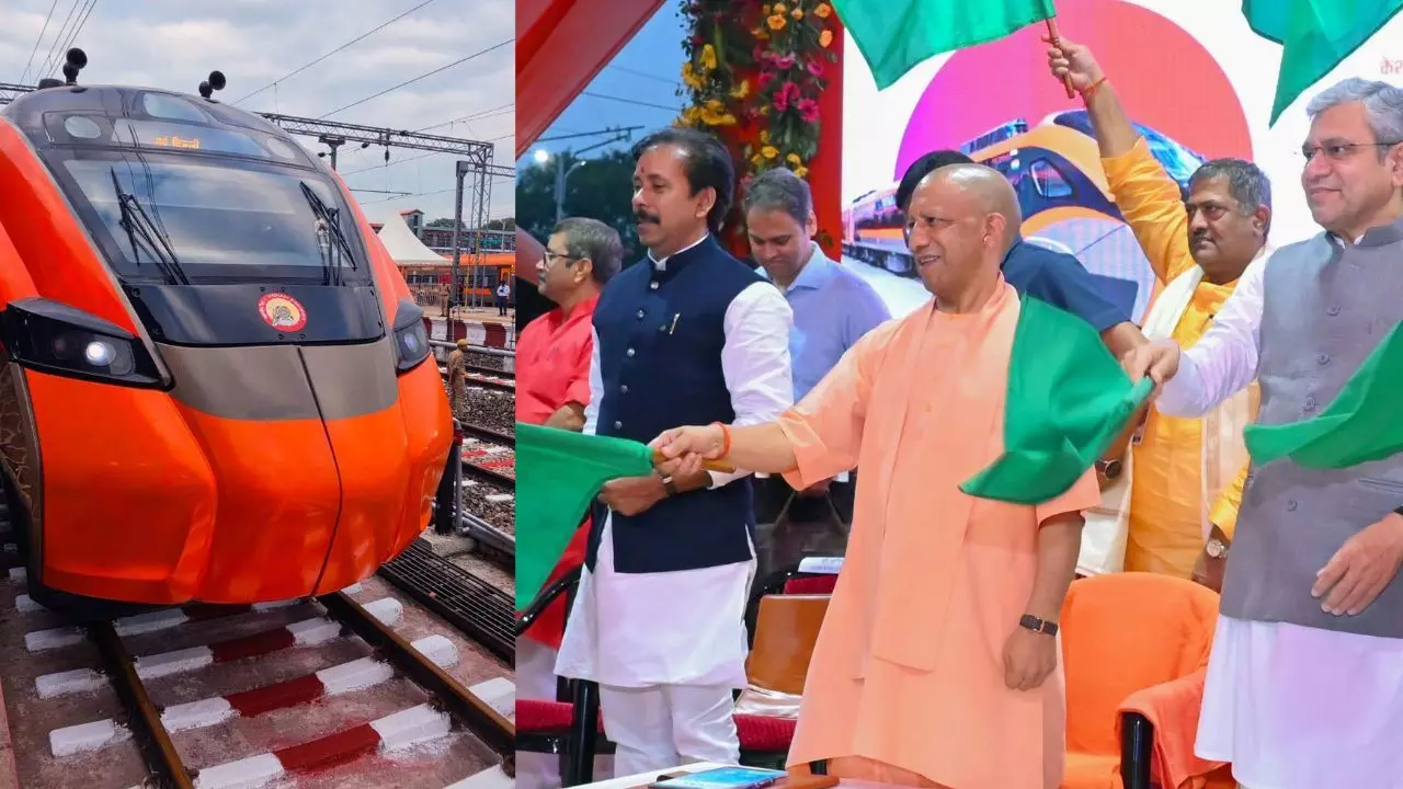 Vande Bharat Sleeper Train: वाराणसी-दिल्ली के बीच शुरू हुई नई स्लीपर ट्रेन, CM योगी और रेल मंत्री ने 5 रेल सेवाओं को दिखाई हरी झंडी Vande Bharat Sleeper Train: वाराणसी-दिल्ली के बीच शुरू हुई नई स्लीपर ट्रेन, CM योगी और रेल मंत्री ने 5 रेल सेवाओं को दिखाई हरी झंडी